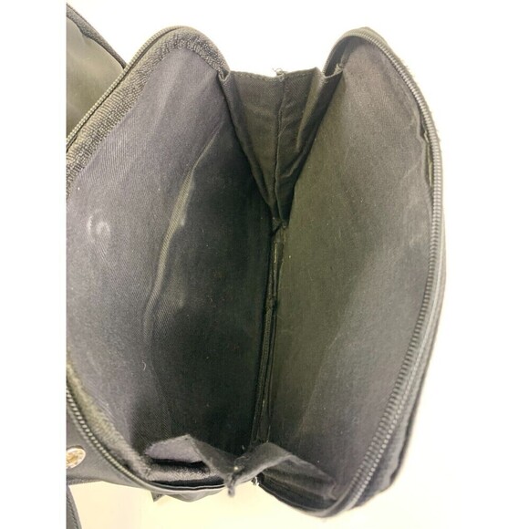 Vintage Nine West Mini Backpack Black Zip Around Rectangle Flat Snap Microfiber - Picture 14 of 15